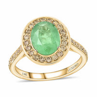 Certified & Appraised Luxoro 14K Yellow Gold AAA Kagem Zambian Emerald and G-H I2 Diamond Ring (Size 10.0) 4.10 Grams 2.25 ctw