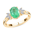 Certified & Appraised Iliana 18K Yellow Gold AAA Gemfield Emerald by Tony Diniz, Diamond (G-H, SI) (0.18 cts) Ring (Size 10.0) 1.35 ctw - Sticky add to cart bar