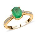 Certified & Appraised 14K Yellow Gold AAA Kagem Zambian Emerald and Diamond Ring - Sticky add to cart bar