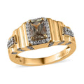 Radiant Cut AAA Turkizite and Moissanite Men's Ring in Vermeil Yellow Gold Over Sterling Silver 1.60 ctw - Sticky add to cart bar