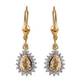 AAA Turkizite and White Zircon Lever Back Earrings in Vermeil Yellow Gold Over Sterling Silver 1.30 ctw - Sticky add to cart bar