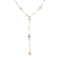 Multi Color Freshwater Pearl Necklace 22 Inches in Goldtone