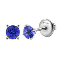 Rhapsody 950 Platinum AAAA Tanzanite Solitaire Stud Earrings 1.10 ctw