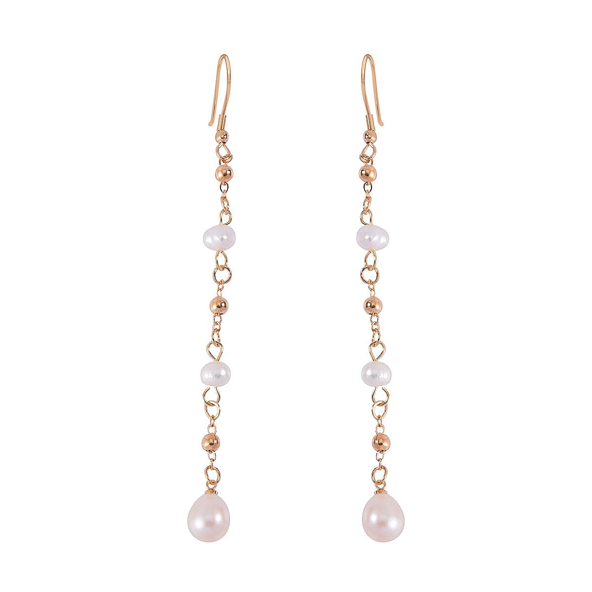 White Freshwater Pearl Earrings in Goldtone