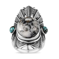 White Buffalo, Blue Moon Turquoise Ring in Sterling Silver (Size 10.0) 12.10 ctw