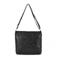 Black Color Patch Work Sheep Leather Crossbody Bag (14.5"x12.5"x3.4") with Adjustable Shoulder Strap - Sticky add to cart bar
