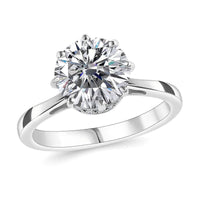 120 Facets Moissanite (Rnd 9mm) Ring in Platinum Over Sterling Silver (Size 10.0) 2.50 ctw