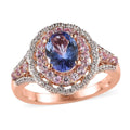 TLV Tanzanite (Ovl), Multi Gemstone Ring in Vermeil RG Over Sterling Silver (Size 10.0) 2.25 ctw - Sticky add to cart bar