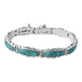 Santa Fe Style Turquoise Bracelet in Sterling Silver (7.25 In) 16.00 ctw - Sticky add to cart bar