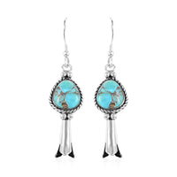 Santa Fe Style Mojave Turquoise Earrings in Sterling Silver 4.00 ctw