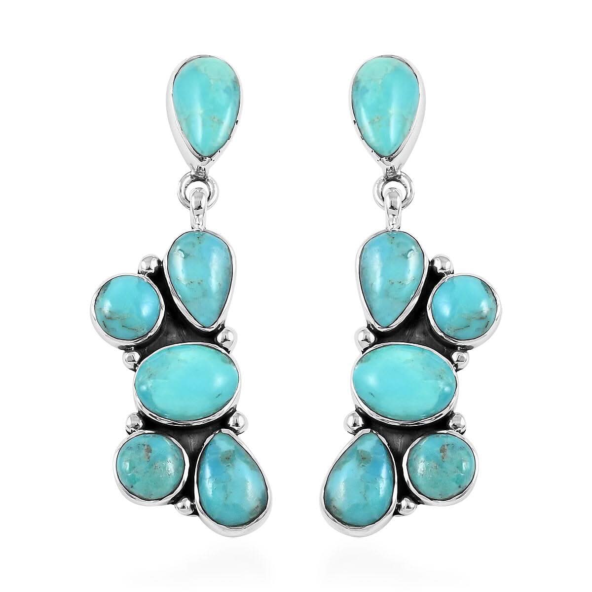 Santa Fe Style Turquoise Earrings in Sterling Silver 5.00 ctw