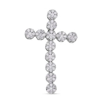 Doorbuster Blue Diamond Cross Pendant in Platinum Over Sterling Silver 0.50 ctw
