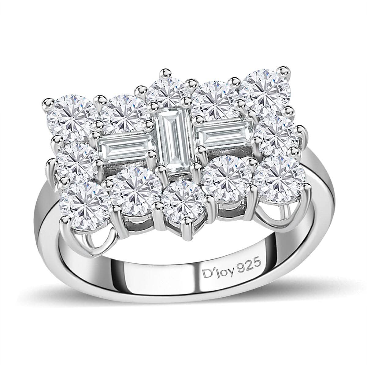 Moissanite Boat Ring in Platinum Over Sterling Silver (Size 10.0) 2.40 ctw