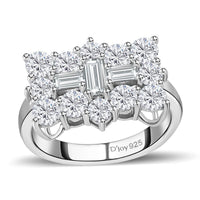 Moissanite Boat Ring in Platinum Over Sterling Silver (Size 10.0) 2.40 ctw