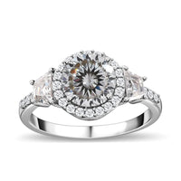 Moissanite Halo Ring in Platinum Over Sterling Silver (Size 10.0) 2.60 ctw