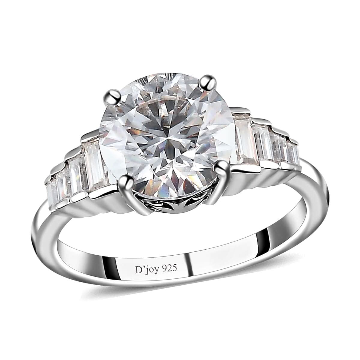 Moissanite Ring in Platinum Over Sterling Silver 3.00 ctw