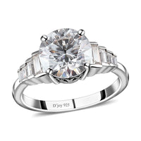 Moissanite Ring in Platinum Over Sterling Silver 3.00 ctw