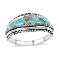 Santa Fe Style Mojave Turquoise Ring in Sterling Silver (Size 10.0) 1.80 ctw