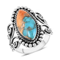 Santa Fe Style Spiny Turquoise Ring in Sterling Silver (Size 6) 5.00 ctw - Sticky add to cart bar