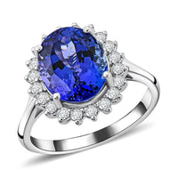 Certified & Appraised Rhapsody 950 Platinum AAAA Tanzanite and E-F VS Diamond Ring 6.30 Grams 4.50 ctw
