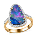 Luxoro 14K Yellow Gold Premium Boulder Opal Doublet, Diamond (I2) Ring (Size 6.0) 3.55 ctw - Sticky add to cart bar