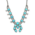 Constituted Blue Howlite 16.00 ctw Squash Blossom Necklace in Silvertone 24-28 Inches - Sticky add to cart bar