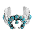 Constituted Blue Howlite 5.00 ctw Squash Blossom Cuff Bracelet in Silvertone (7.50 In) - Sticky add to cart bar