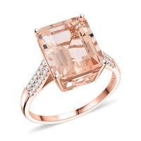 Doorbuster Certified & Appraised Iliana 18K Rose Gold AAA Marropino Morganite and SI Diamond Ring 4.40 Grams 7.20 ctw