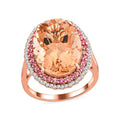 Doorbuster Certified & Appraised Iliana 18K Rose Gold AAA Marropino Morganite and G-H SI Diamond Ring (Size 10.0) 5.90 Grams 13.35 ctw - Sticky add to cart bar
