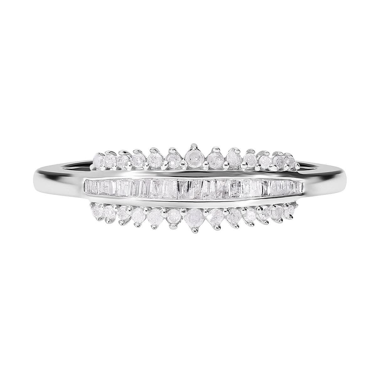 Doorbuster Diamond Ring in Platinum Over Sterling Silver (Size 10.0) 0.33 ctw