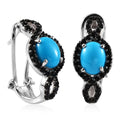Sleeping Beauty Turquoise and Thai Black Spinel Omega Clip Earrings in Platinum Over Sterling Silver 4.70 ctw - Sticky add to cart bar