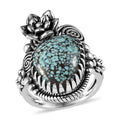Artisan Crafted Blue Moon Turquoise Solitaire Ring in Sterling Silver (Size 10.0) 8.40 ctw - Sticky add to cart bar
