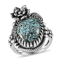 Artisan Crafted Blue Moon Turquoise Solitaire Ring in Sterling Silver (Size 7.0)