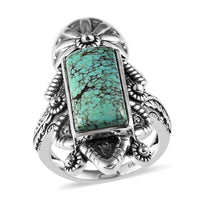 Artisan Crafted Blue Moon Turquoise Solitaire Designer Ring in Sterling Silver (Size 7.0)