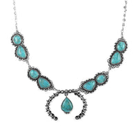 Santa Fe Style Blue Turquoise Necklace 18-21 Inches in Sterling Silver 27.00 ctw