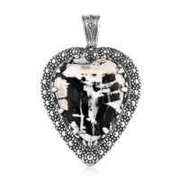 D'Joy Artisan Crafted White Buffalo 41.85 ctw Heart Shape Pendant without Chain in Sterling Silver