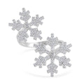 Simulated Diamond Snowflake Bypass Ring in Rhodium Over Sterling Silver (Size 6.0) 1.15 ctw - Sticky add to cart bar