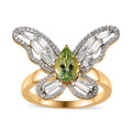 GP Natural Calabar Green Tourmaline, Multi Gemstone Butterfly Ring in Vermeil YG Over Sterling Silver (Size 10.0) 2.50 ctw - Sticky add to cart bar