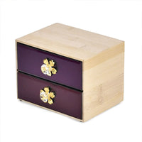 Red Bamboo and Glass Jewelry Box (6.30"x4.72"x4.72")