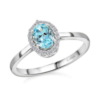Certified & Appraised Iliana 18K White Gold AAA Santa Maria Aquamarine and G-H SI Diamond Halo Ring 1.00 ctw