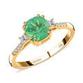 Doorbuster Certified and Appraised Iliana 18K Yellow Gold AAA Boyaca Colombian Emerald and SI Diamond Ring 1.80 ctw - Sticky add to cart bar