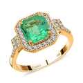 Certified and Appraised Iliana 18K Yellow Gold AAA Boyaca Colombian Emerald, Diamond (SI) (0.35 cts) Ring (Size 6.0) (4.55 g) 2.10 ctw - Sticky add to cart bar