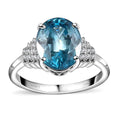 Luxoro 14K White Gold AAA Blue Zircon and G-H I2 Diamond Ring (Size 10.0) 5.60 ctw - Sticky add to cart bar