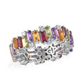 GP Art Deco Collection Multi Gemstone Eternity Ring in Platinum Over Sterling Silver (Size 6.0) (Del. in 8-10 Days) 4.50 ctw - Sticky add to cart bar