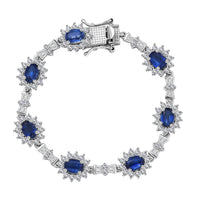 Kyanite and White Zircon Bracelet in Platinum Over Sterling Silver (6.50 In) 14.00 ctw