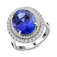 Doorbuster Certified & Appraised Rhapsody 950 Platinum AAAA Tanzanite and E-F VS Diamond Ring (Size 10.0) 8.55 Grams 8.25 ctw