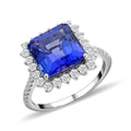 Doorbuster Certified & Appraised Rhapsody 950 Platinum Asscher Cut AAAA Tanzanite and E-F VS Diamond Ring (Size 10.0) 7.05 Grams 7.30 ctw - Sticky add to cart bar