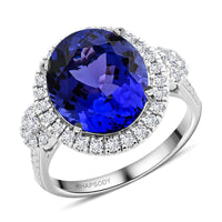 Doorbuster Certified & Appraised Rhapsody 950 Platinum AAAA Tanzanite and E-F VS Diamond Ring 7.35 ctw