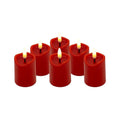 Lumabase Christmas-Battery Operated 3D Wick Flame Mini Pillars, Red – Set of 6 - Sticky add to cart bar