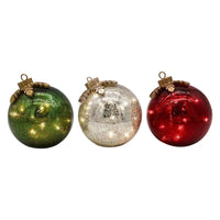 Lumabase Battery Operated Glass Tabletop Christmas Ornaments – Set of 3